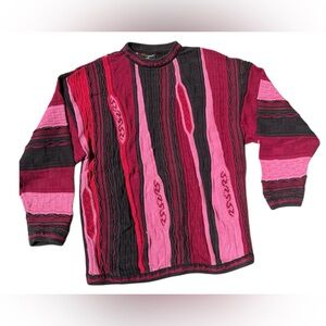 Bergati Vintage Coogi Style Vintage 90s Pink Red Black Sweater